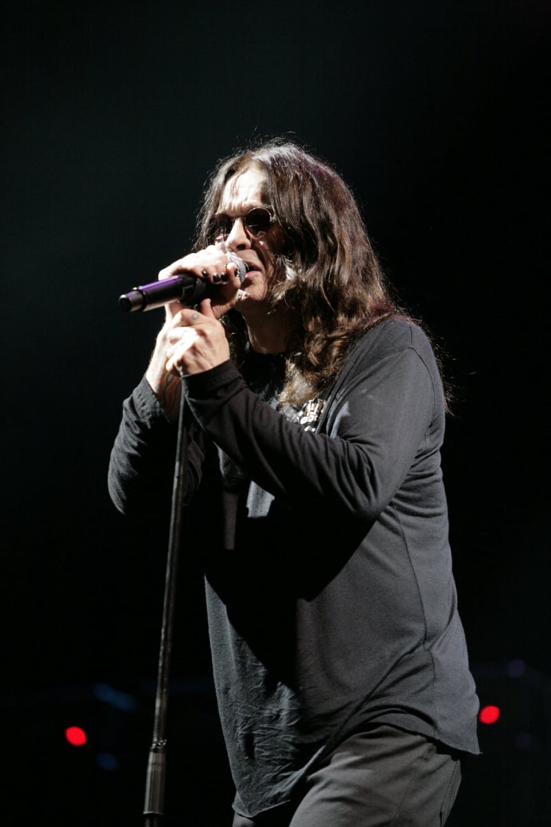 Ozzy Osbourne performing at the microphone at Rock2Wgtn in Wellington.